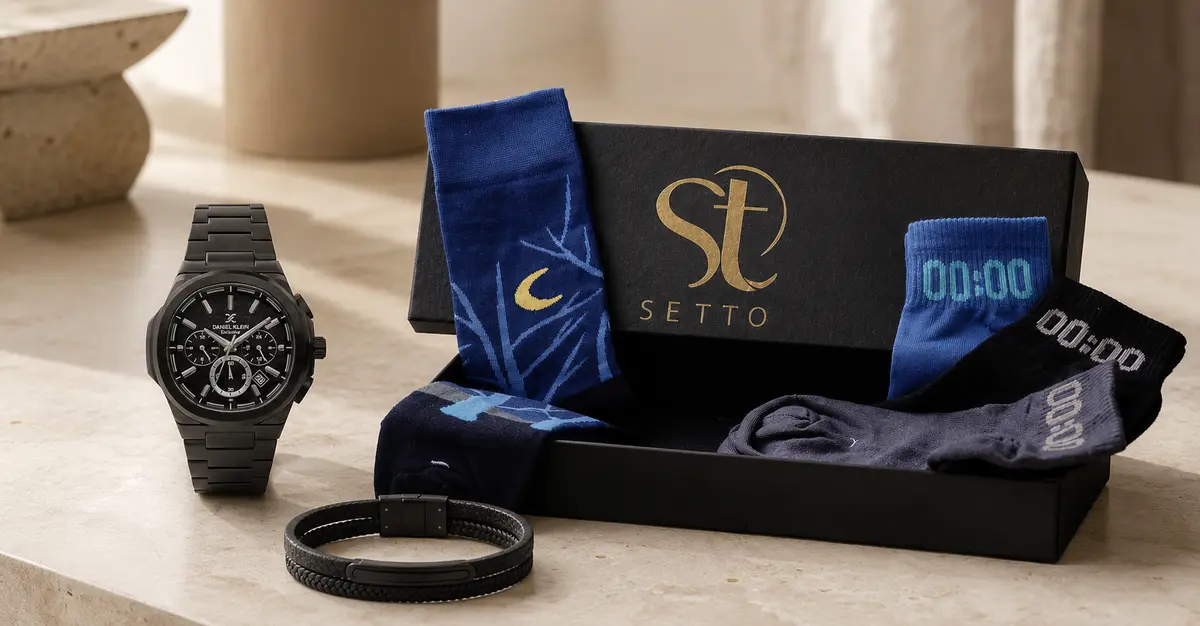 باکس روایت ساعت صفر SETTO در کنار ساعت و اکسسوری